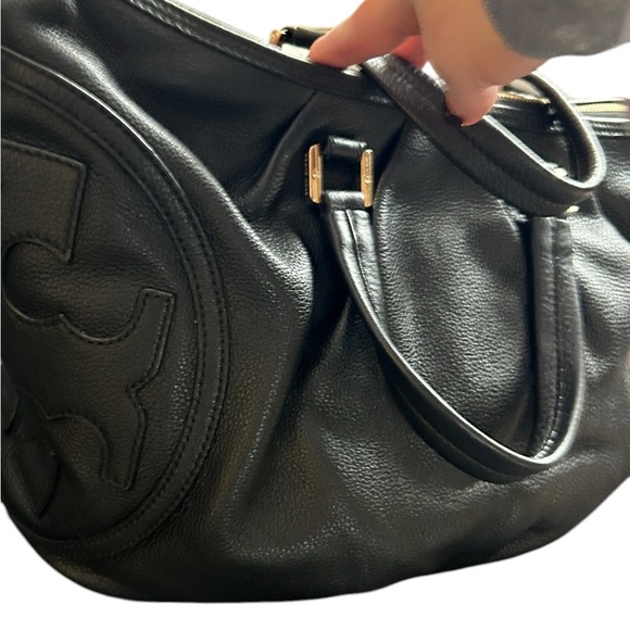 Tory Burch All T Elegant Black Leather Handbag Satchel - Picture 8 of 13